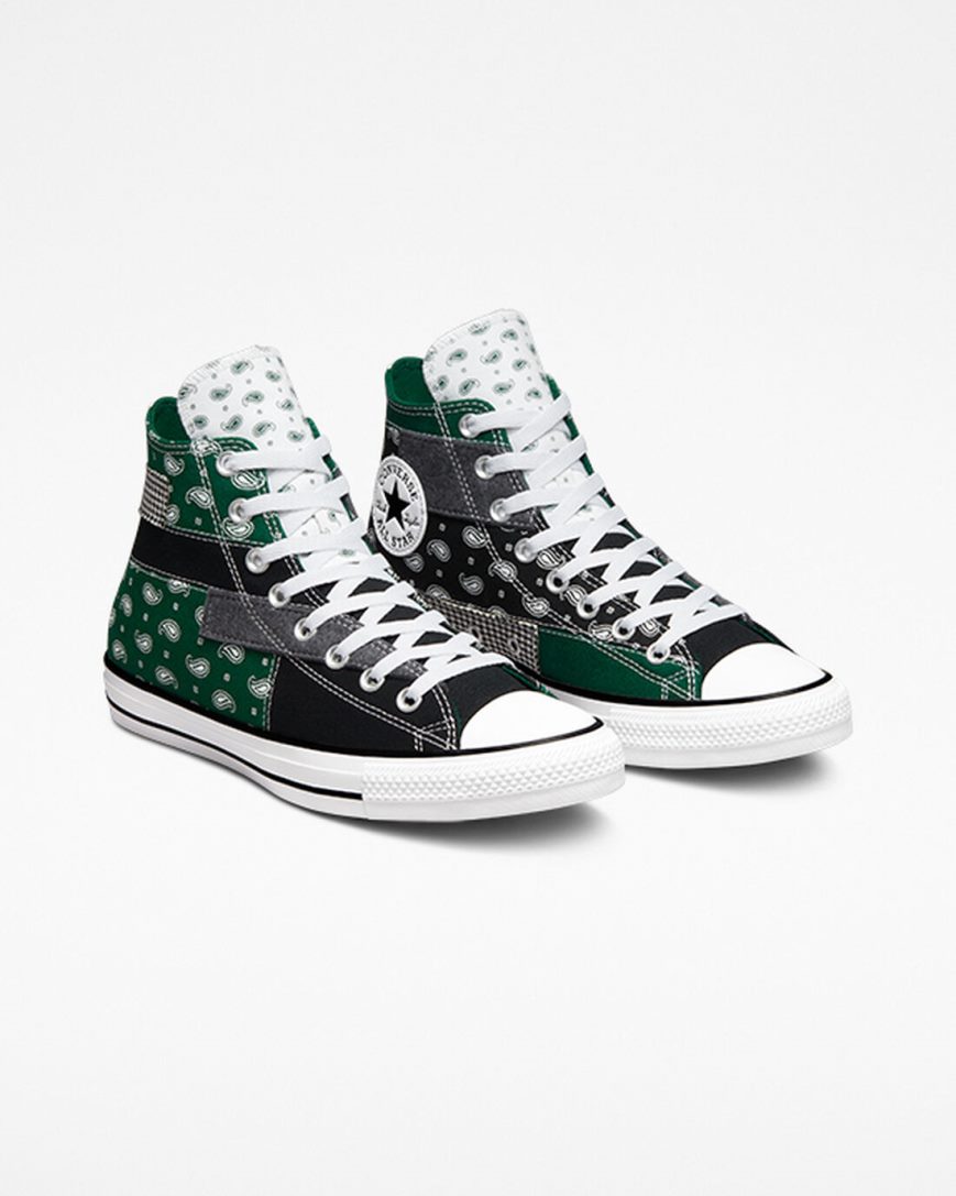 Tenisi Inalti Barbati Converse Chuck Taylor All Star Hacked Patterns Verzi Negrii Albi | RO 0EWLS746